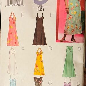 Vintage Butterick 3441 Long Dresses Sizes 12-16 Pre Owned